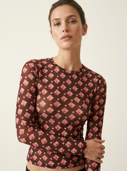 MESH LONG SLEEVE | ARCILLA ROSA
