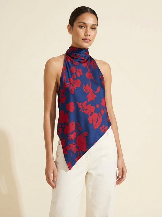 Midnight Bloom Halter Top