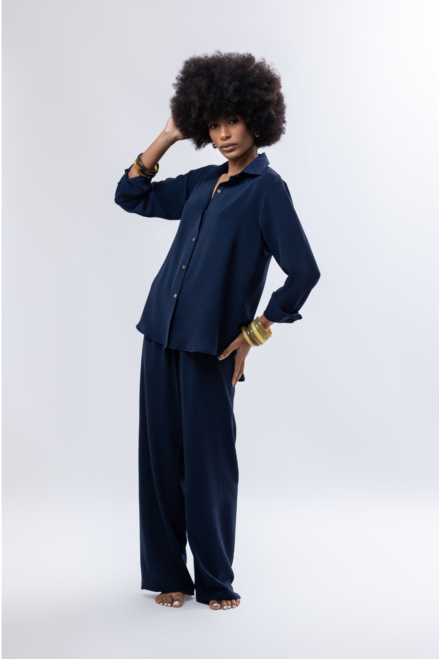 Navy Marie Pant + Rosa Shirt